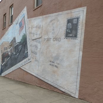 Lincoln's Funeral Train - "Postcards" by Carly Mattingly Dee (2010) 39 W Main - Public Art Near Me - Cambridge City, Indiana