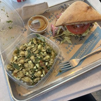 Mendocino Farms - 1/2 "Not So Fried" Chicken with basil pesto shells - Salad Near Me - Encinitas, California Mendocino Farms - 1/2 "Not So Fried" Chicken with basil pesto shells - Salad Near Me - Encinitas, California