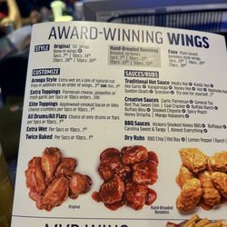 Arooga's - Wings menu
