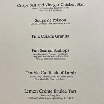 Carte Blanche - Summer Menu - Asian Fusion Near Me - Honolulu, Hawaii