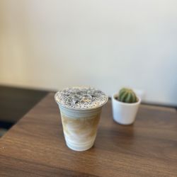 Abba Coffee Roasters - Black sesame cream signature iced latte - IG @bougiefoodieboi