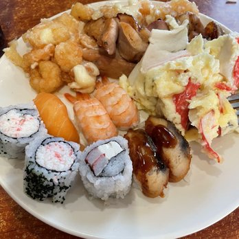 Perris Buffet - Sushi ( Cali roll, ebi, eel, salmon, Philadelphia cream cheese with imitation crab?) Mayo shrimp, roasted chicken, seafood salad - Mongolian Near Me - Perris, California Perris Buffet - Sushi ( Cali roll, ebi, eel, salmon, Philadelphia cream cheese with imitation crab?) Mayo shrimp, roasted chicken, seafood salad - Mongolian Near Me - Perris, California