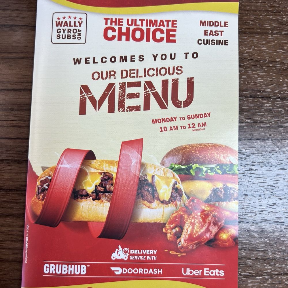 Wally's Gyros & Subs - Menu front - New American Near Me - Jacksonville, Florida Wally's Gyros & Subs - Menu front - New American Near Me - Jacksonville, Florida