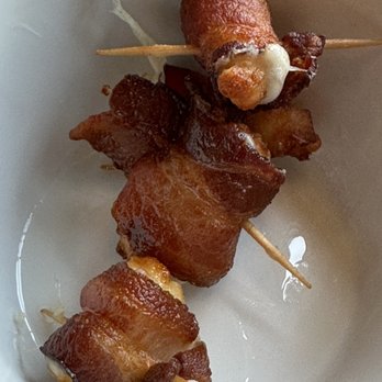 Brick’s Downtown Bar & Grill - Cheese curds wrapped in bacon appetizer-- somehow this should be re-imagined for an entree it was so good! - Sports Bars Near Me - Manitowoc, Wisconsin