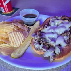 Mink Farm Tavern - The prime rib dip with chips