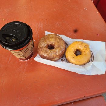 Doughnut Hut - Orange cake donut small coffee and another donut I'm not sure what kind - Donuts Near Me - Burbank, California Doughnut Hut - Orange cake donut small coffee and another donut I'm not sure what kind - Donuts Near Me - Burbank, California