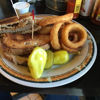 Cajun Kitchen Cafe - Patty Melt with Onion Rings. YUMMY! - Cajun/Creole Near Me - Goleta, California