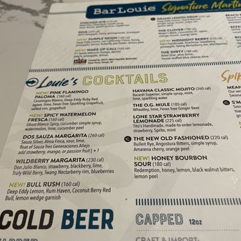 Bar Louie - Evansville - Cocktail Menu - New American Near Me - Evansville, Indiana