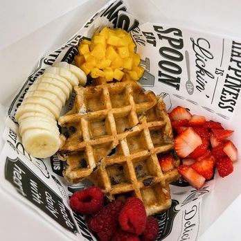 Happy Eats & Acai Bar - chocolate chip waffles with fruit - Sandwiches Near Me - Batesville, Mississippi Happy Eats & Acai Bar - chocolate chip waffles with fruit - Sandwiches Near Me - Batesville, Mississippi