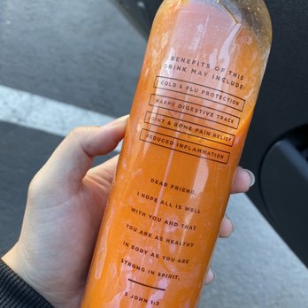 Clean Juice - Nice message they have in the back of the bottle - Juice Bars & Smoothies Near Me - Campbell, California