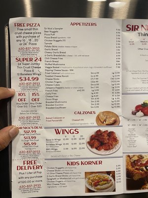 Menu photo 2 SIR Nick's Pizza Carol Stream, IL
