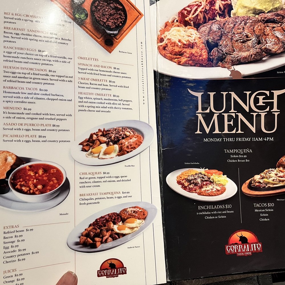 Corralito Steak House - Eastside - menu - Mexican Near Me - El Paso, Texas