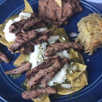 Azul - Chilaquiles with green sauce and steak - Breakfast & Brunch Near Me - Puerto Vallarta, JAL Azul - Chilaquiles with green sauce and steak - Breakfast & Brunch Near Me - Puerto Vallarta, JAL