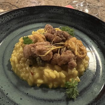 Altura - My favorite course - sage risotto with sweetbreads and uni. Such a comfortable dish and warm and rich - Italian Near Me - Seattle, Washington