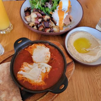 Miriam - Shakshuka(bottom) and Norwegian egg(top) - Wine Bars Near Me - Brooklyn, New York Miriam - Shakshuka(bottom) and Norwegian egg(top) - Wine Bars Near Me - Brooklyn, New York