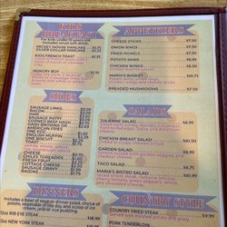 Maria's Cafe Bistro - Menu