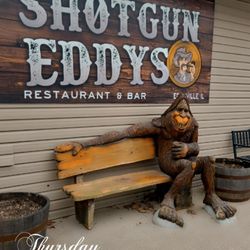 Shotgun Eddys - Bigfoot in front of Shotgun Eddys. Eddyville Illinois