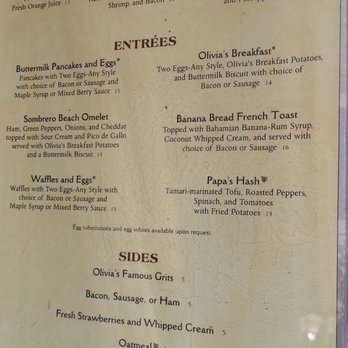 Olivia's Cafe - Menu posted outside march 2021 - New American Near Me - Lake Buena Vista, Florida Olivia's Cafe - Menu posted outside march 2021 - New American Near Me - Lake Buena Vista, Florida