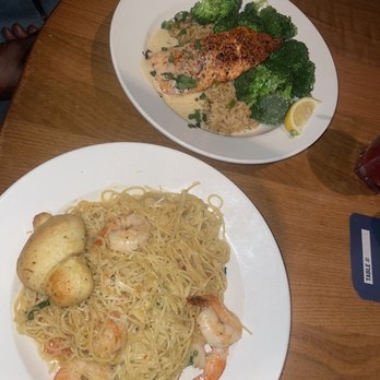BJ's Restaurant & Brewhouse - Fresh Atlantic Salmon* & Shrimp Scampi Pasta - New American Near Me - Valley Stream, New York BJ's Restaurant & Brewhouse - Fresh Atlantic Salmon* & Shrimp Scampi Pasta - New American Near Me - Valley Stream, New York