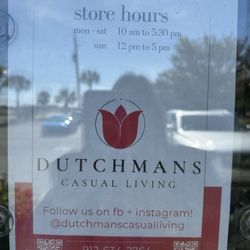 Dutchmans Casual Living - Store hours