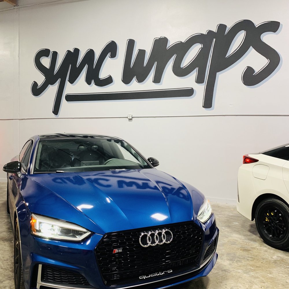 Sync Wraps - White Audi S5 wrapped to blue, roof wrapped in black, windows tinted, wheels powder coated black, and ceramic coating - Vehicle Wraps Near Me - Orange, California Sync Wraps - White Audi S5 wrapped to blue, roof wrapped in black, windows tinted, wheels powder coated black, and ceramic coating - Vehicle Wraps Near Me - Orange, California