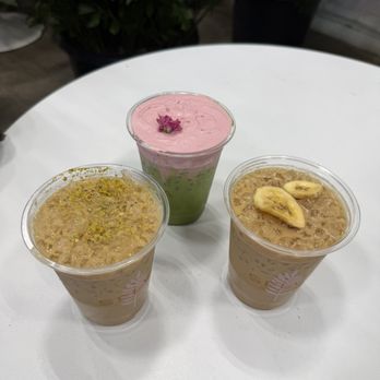 Selva Coffee House - Strawberry matcha, pistachio white mocha and money sea (banana, caramel latte) - Coffee Roasteries Near Me - San Diego, California