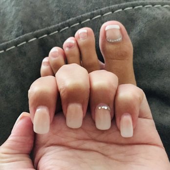 La Sierra Nails & Spa - Ombré acrylic full set with dip powder and gel French pedicure. - Nail Salons Near Me - Riverside, California