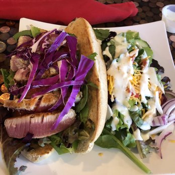 Ol Railroad Cafe - Seared tuna sandwich with a side salad.  Very good! - Cafes Near Me - Rosenberg, Texas