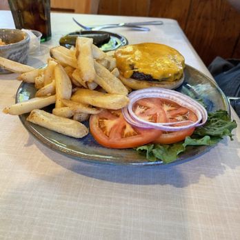 Old Mill Pottery House Cafe - Cheeseburger with fries- good - American Near Me - Pigeon Forge, Tennessee Old Mill Pottery House Cafe - Cheeseburger with fries- good - American Near Me - Pigeon Forge, Tennessee