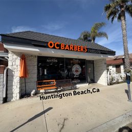 Exterior outside entrance of OC Barbers Executive Studio - Huntington Beach, California Exterior outside entrance of OC Barbers Executive Studio - Huntington Beach, California