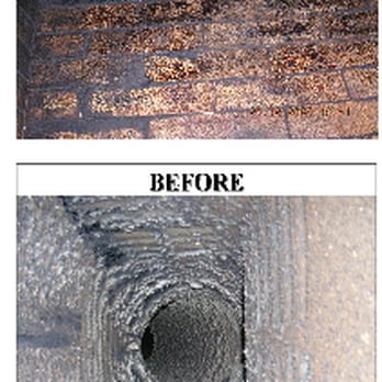 Four Seasons Chimney Services - Before/After of Fireplace Flue Sweep - Masonry/Concrete Near Me - Elmhurst, Illinois Four Seasons Chimney Services - Before/After of Fireplace Flue Sweep - Masonry/Concrete Near Me - Elmhurst, Illinois
