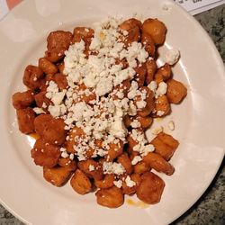 2 Brothers Pizza & Pub - Chili Popcorn chicken, popcorn chicken tossed in sweet chili sauce with crumbled gorgonzola.