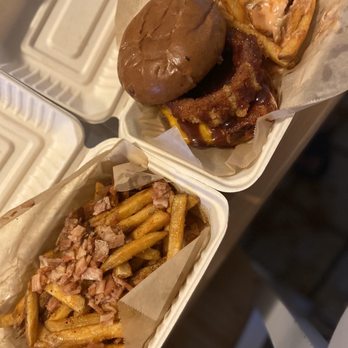 Chicana - Maple fries and western burger with side of animaless fries - Vegan Near Me - Fullerton, California