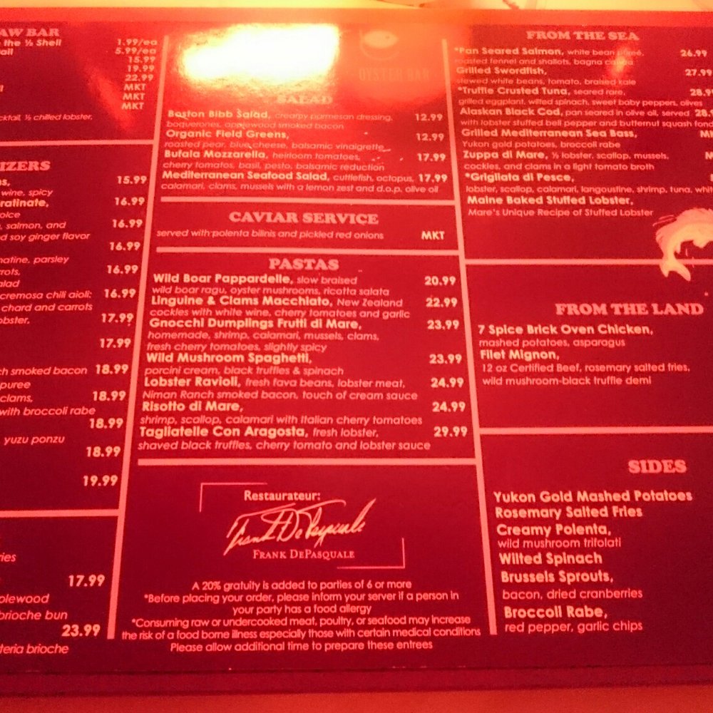 Mare - Menu - Seafood Near Me - Boston, Massachusetts Mare - Menu - Seafood Near Me - Boston, Massachusetts