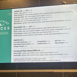 WFM Coffee & Juice Bar - Juices & Smoothies Menu