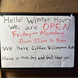 2025/2026 Winter Hours