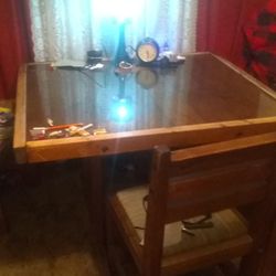 D's Discount Furniture Warehouse - Dinnerwood table sold wood glass with three chairs beach