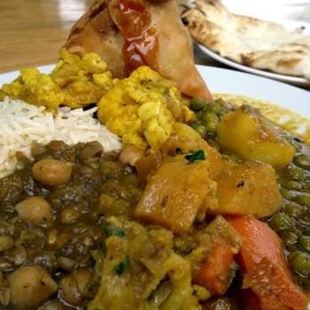 Himalaya Restaurant - Veggie samosa, rice, chickpeas, cauliflower, potato and carrot, peas, and fresh naan. - Indian Near Me - Richmond, British Columbia Himalaya Restaurant - Veggie samosa, rice, chickpeas, cauliflower, potato and carrot, peas, and fresh naan. - Indian Near Me - Richmond, British Columbia