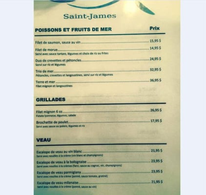 Menu photo 5 Saint-James au Bar de l'Eau Baie-Comeau, QC Menu photo 5 Saint-James au Bar de l'Eau Baie-Comeau, QC