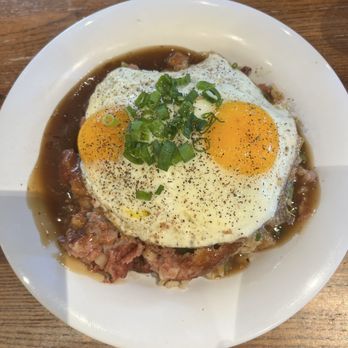 Eggs 'n Things Ko Olina - Corned beef hash Loco Moco w/ Hawaiian fried rice! - American Near Me - Kapolei, Hawaii Eggs 'n Things Ko Olina - Corned beef hash Loco Moco w/ Hawaiian fried rice! - American Near Me - Kapolei, Hawaii