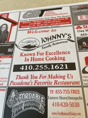 Menu photo 2 Johnny's Family Restaurant Pasadena, MD