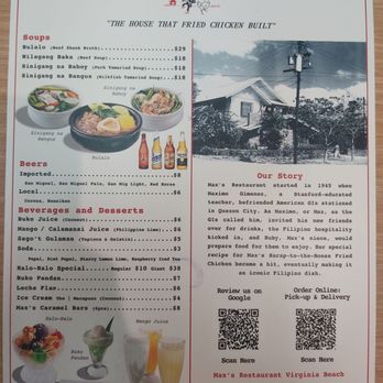 Max's Restaurant - Menu - Filipino Near Me - Virginia Beach, Virginia