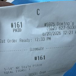 Domino's Pizza - My receipt clearly says Paid