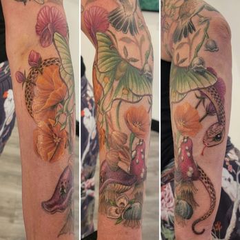 Witching Hour Tattoo - Garden inspired sleeve tattoo - Tattoo Near Me - Portland, Oregon Witching Hour Tattoo - Garden inspired sleeve tattoo - Tattoo Near Me - Portland, Oregon