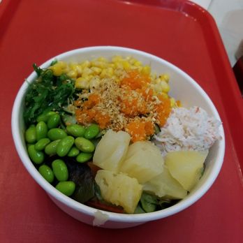 Poke Stage - Regular bowl of half salad and half brown rice. Yummy! - Hawaiian Near Me - Poway, California