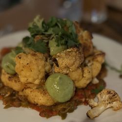 Casi Cielo - Coliflor al Josper is a smoky and beautifully spiced vegetarian entree, dotted with avocado purée. Highly recommend!