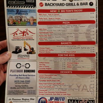 Big Tom's Backyard Grill & Bar - Menu, 4 - Bars Near Me - Cleveland, Tennessee