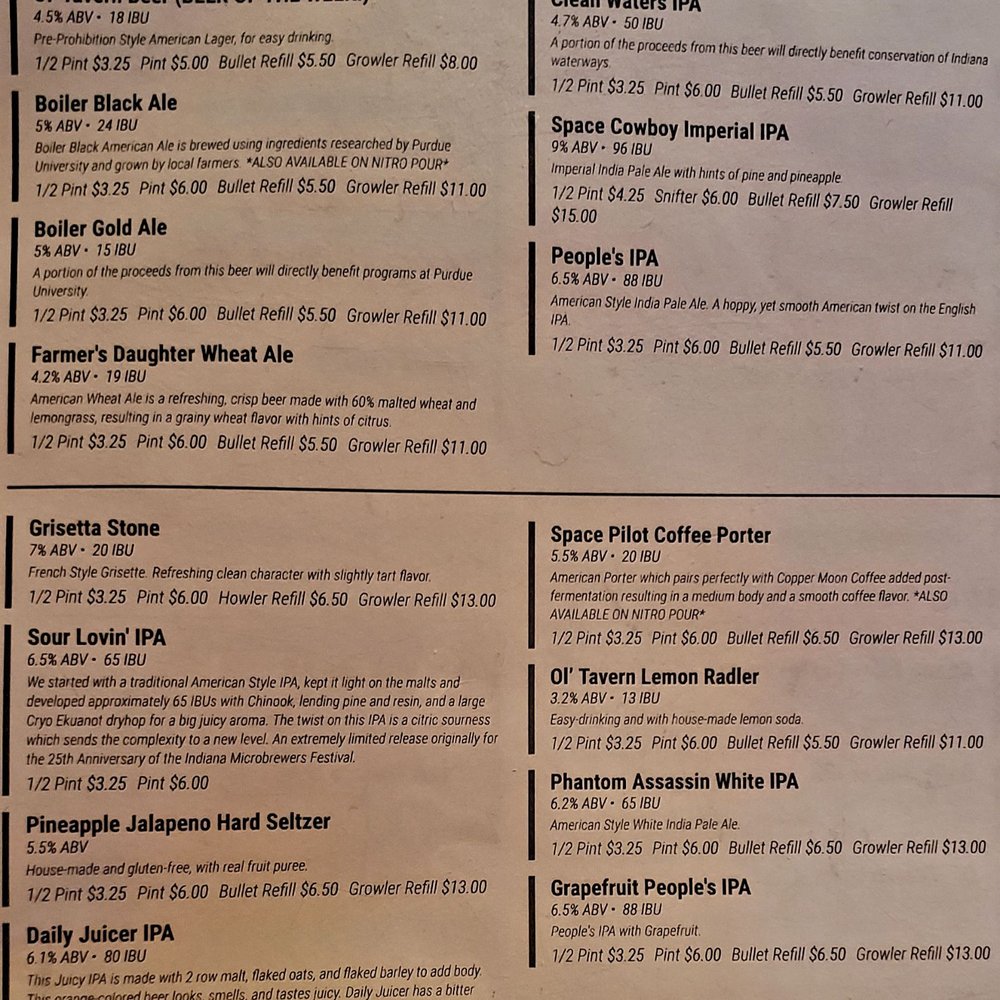 People's Brewing Company - Menu - Brewpubs Near Me - Lafayette, Indiana People's Brewing Company - Menu - Brewpubs Near Me - Lafayette, Indiana