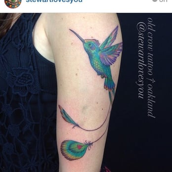 Old Crow Tattoo - The amazing hummingbird Stewart recently did on me. - Tattoo Near Me - Berkeley, California Old Crow Tattoo - The amazing hummingbird Stewart recently did on me. - Tattoo Near Me - Berkeley, California