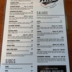 Who's on First - Appetizer and Salad menu.